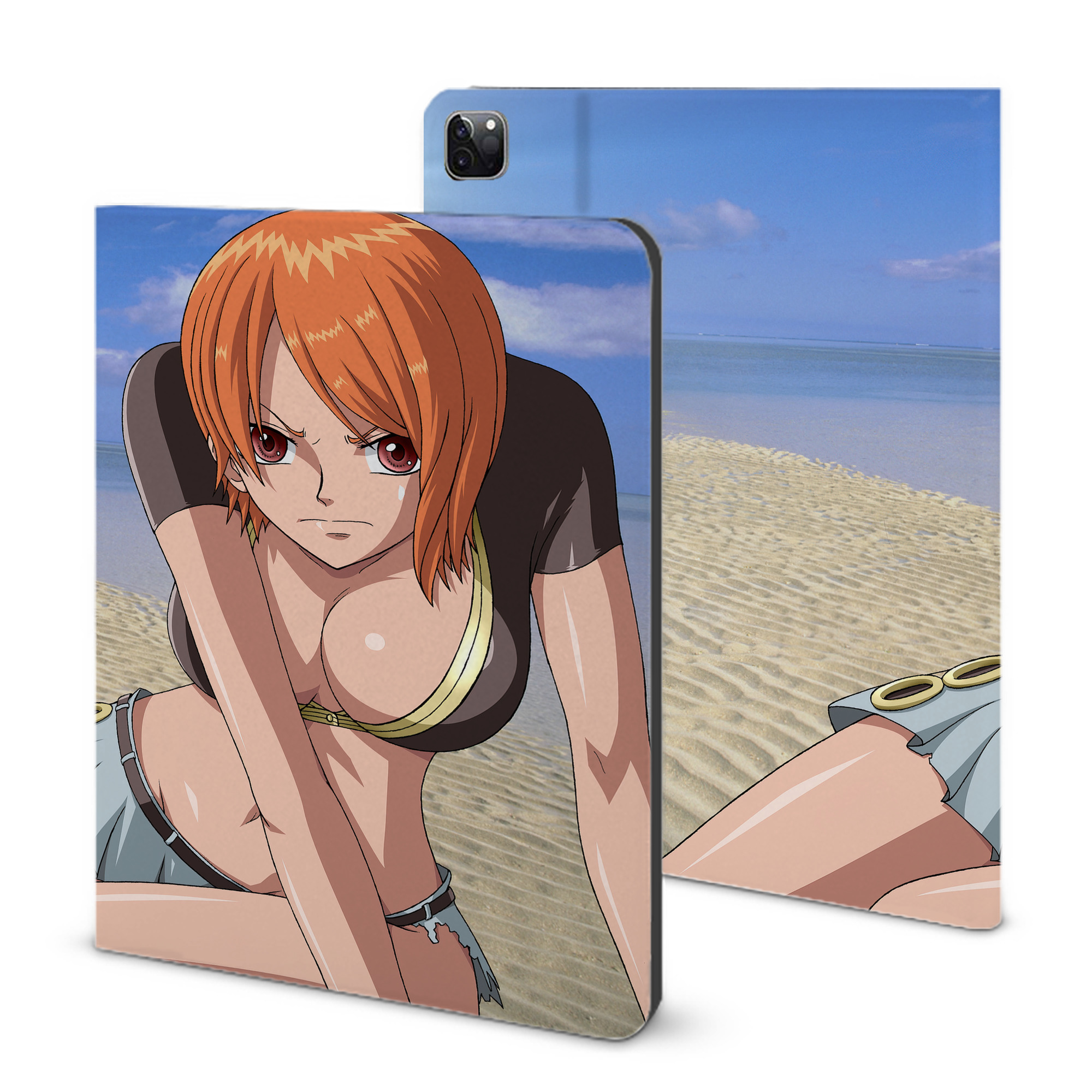 （画像用） ワンピース ONE PIECE IPad ケース ブック型 PUレザー TPU 耐衝撃 軽量 薄型 ペン収納なし 全面保護 IPad 各モデル対応